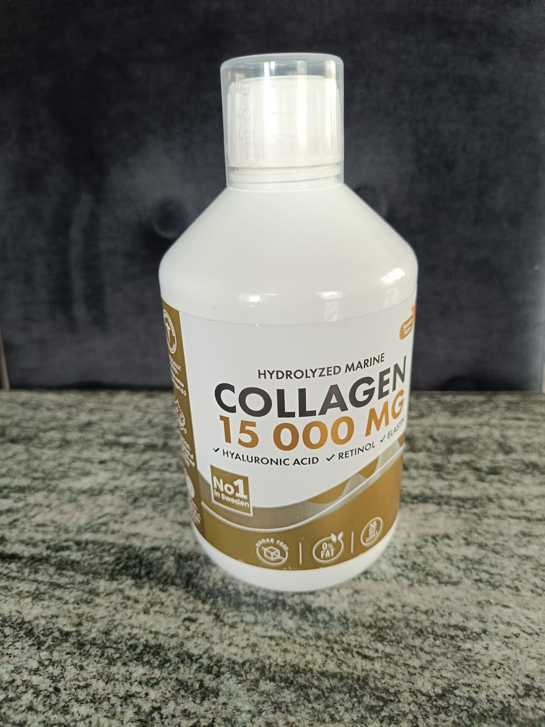 Customer photo review of Swedish Nutra – Marine Collagen 15 000 mg skystas jūrinis kolagenas su hialurono rūgštimi, retinoliu ir vitaminais, 500 ml