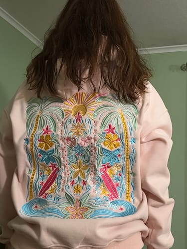 Customer photo review of Sunset Hawaii Hibiscus Hoodie