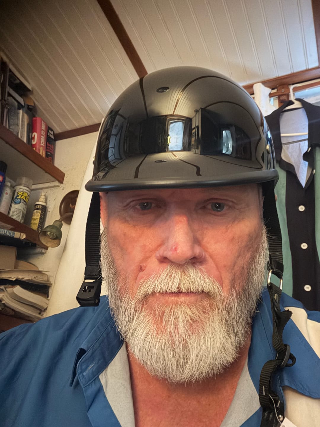 Customer photo review of World's Smallest & Lightest DOT Open Face Polo Helmet- Gloss Black