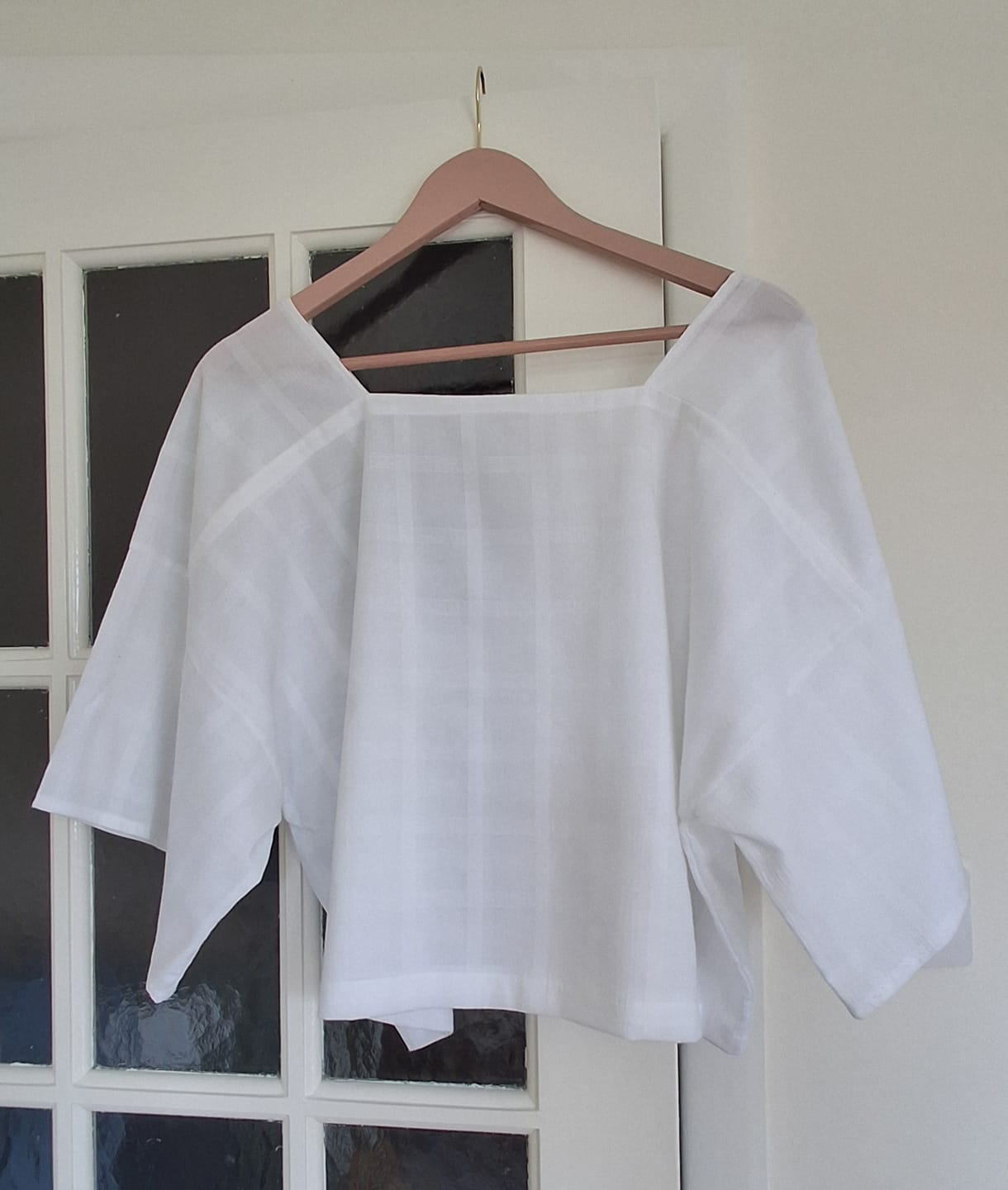 Customer photo review of Checkered White Cotton Modal Fabric