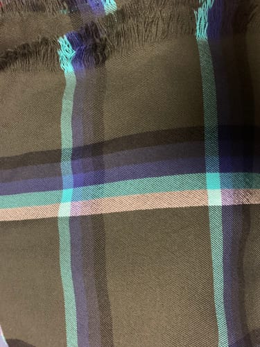Customer photo review of Brand New Scottish Alex Begg Deep Khaki and Aqua Check Cashmere Wrap