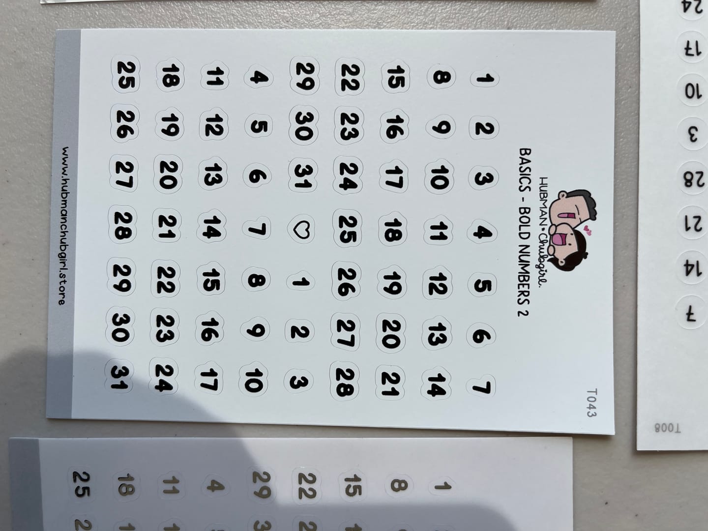 Customer photo review of Basics - Bold Numbers 2 Planner Stickers