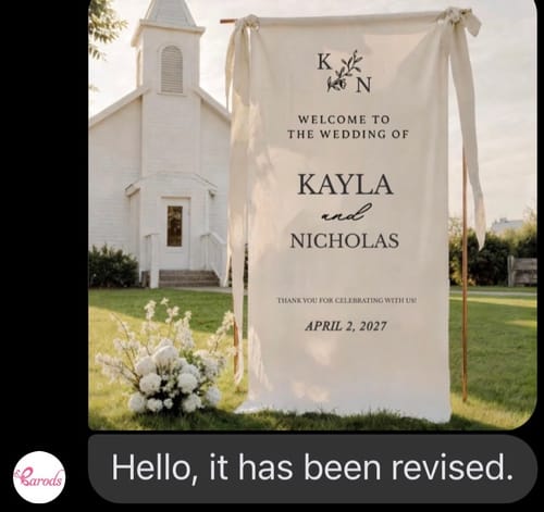 Customer photo review of Personalized Wedding Welcome Sign, Custom Wedding Signs，Wedding banner