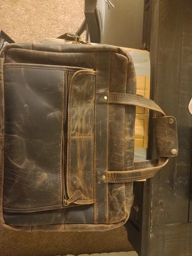 Customer photo review of Crazy Horse Handmade Buffalo Leather Briefcase