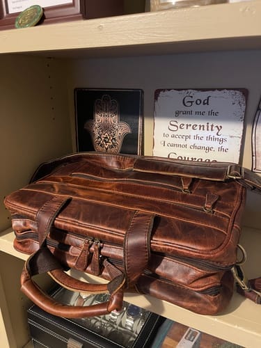 Customer photo review of Buffalo Leather Messenger Briefcase Bag