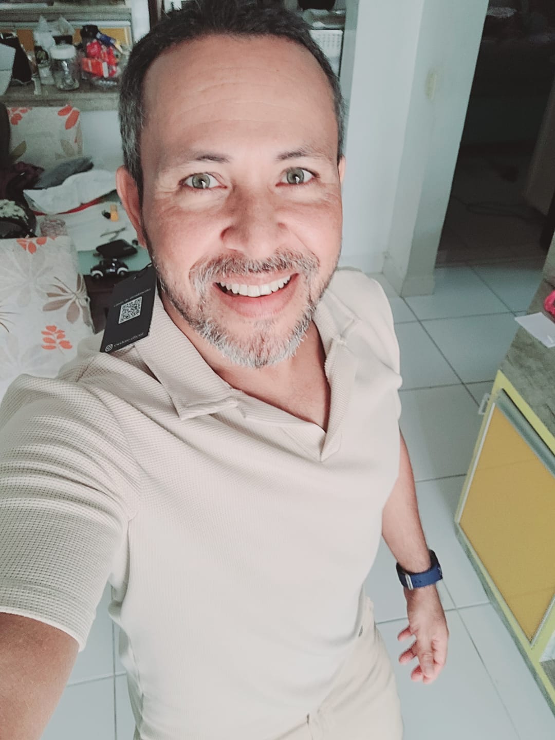 Customer photo review of Camisa Polo Italiana Tricot Bege