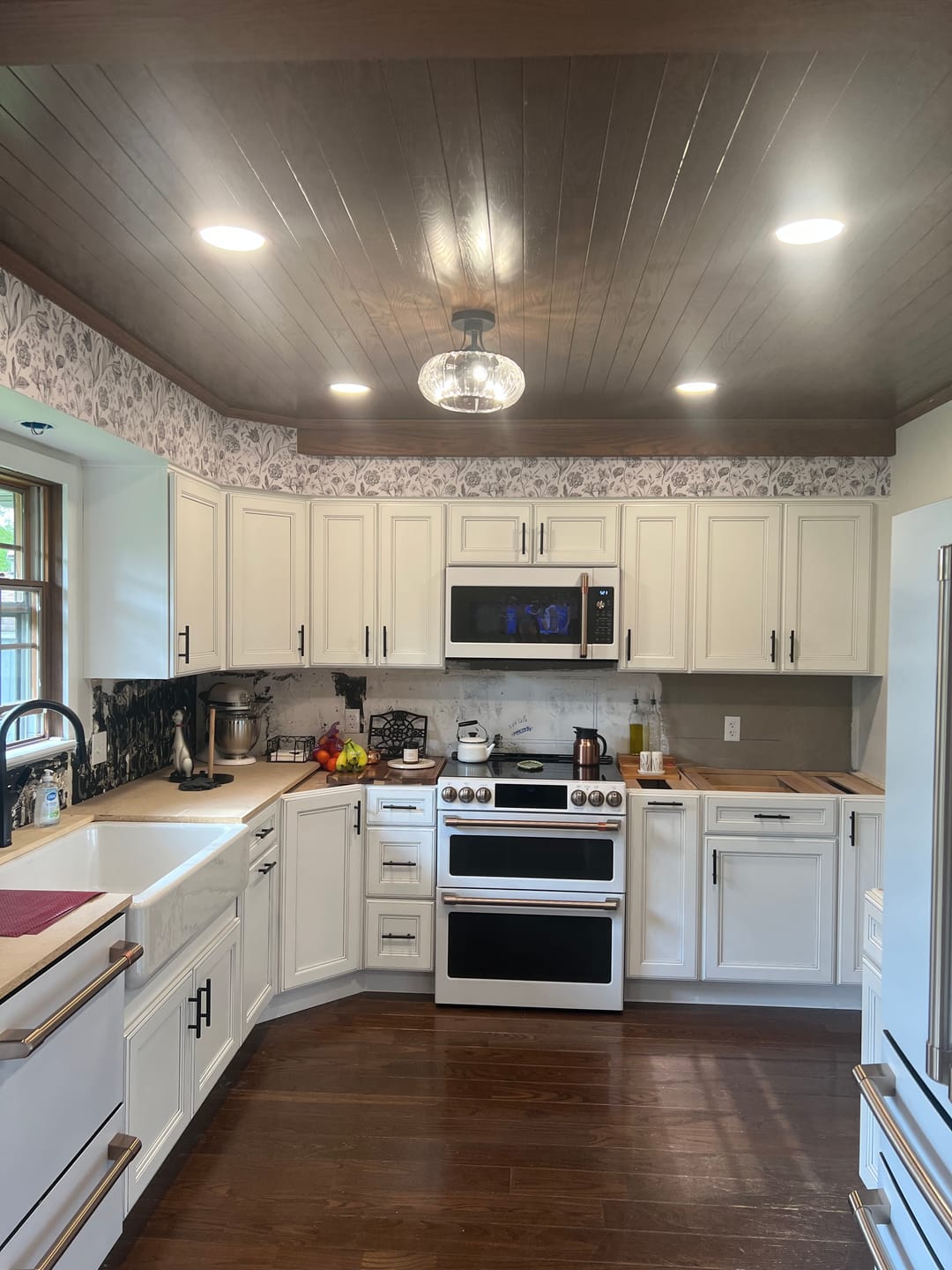 Customer photo review of Clear Drum Glass 3-Light Farmhouse Lantern Semi-Flush Mount