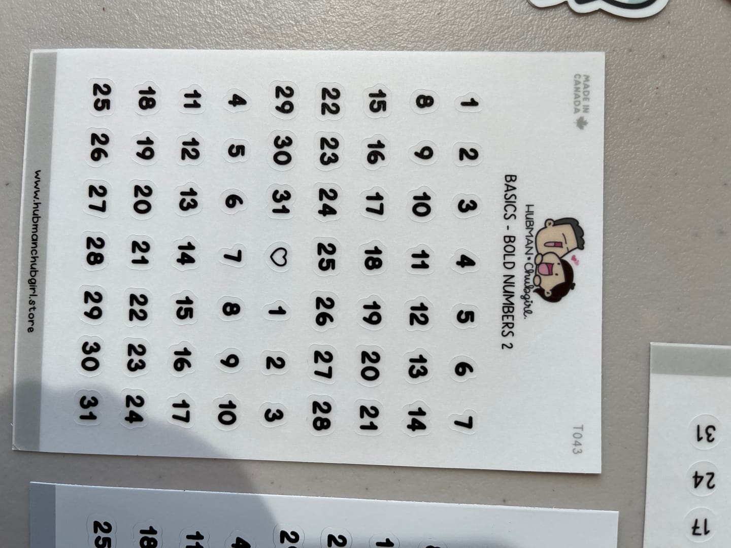 Customer photo review of Basics - Bold Numbers 2 Planner Stickers