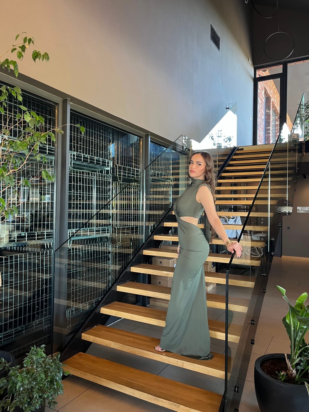 Customer photo review of WIST DRESS OLIVE GREEN