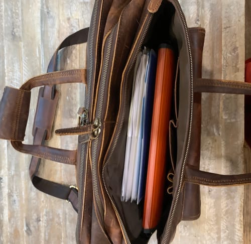 Customer photo review of Crazy Horse Handmade Buffalo Leather Briefcase