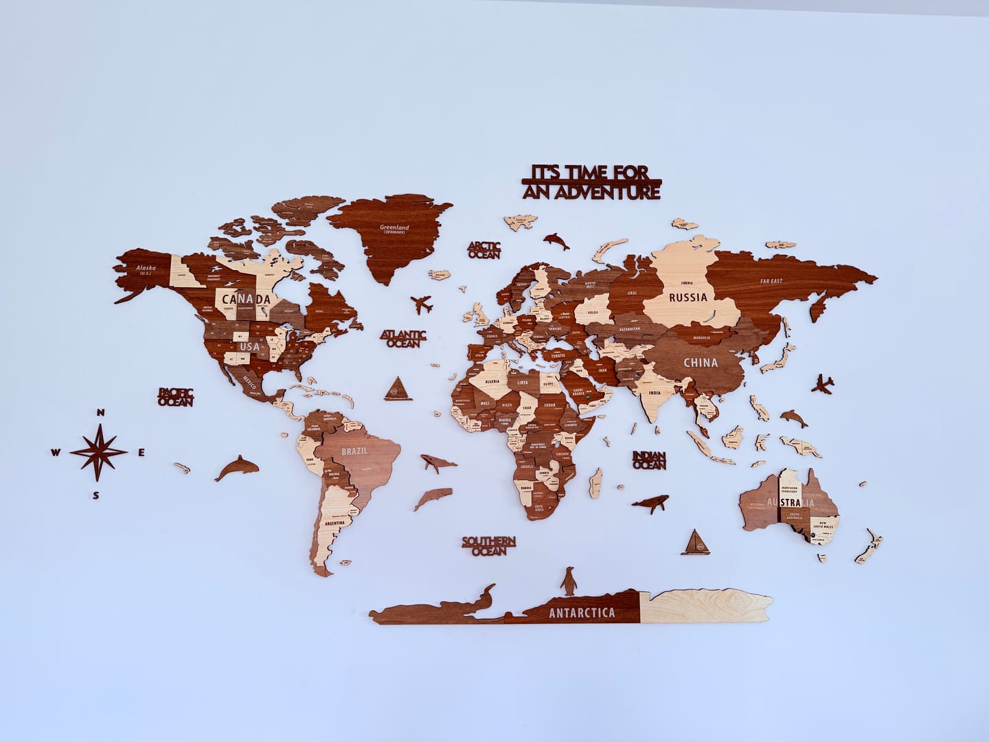 Customer photo review of Wooden World Map Wall Art - 3d Wood Push Pin Maps, Multicolor