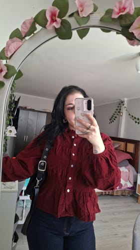 Customer photo review of Blusa Panal Cotelé Rose