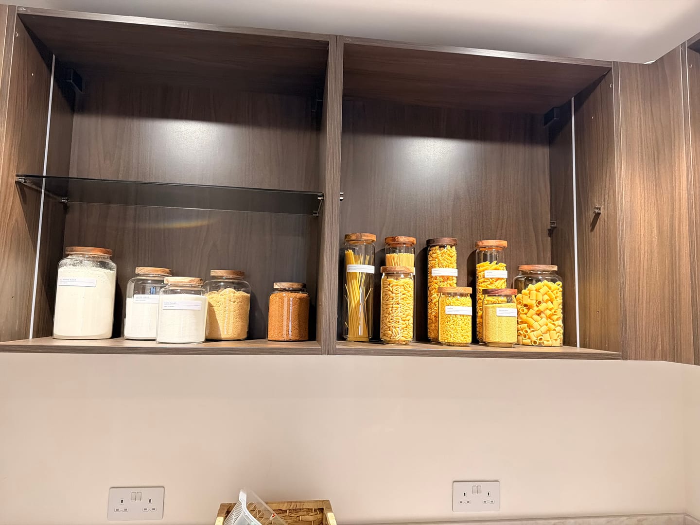 Customer photo review of Glass Acacia Pantry Jars