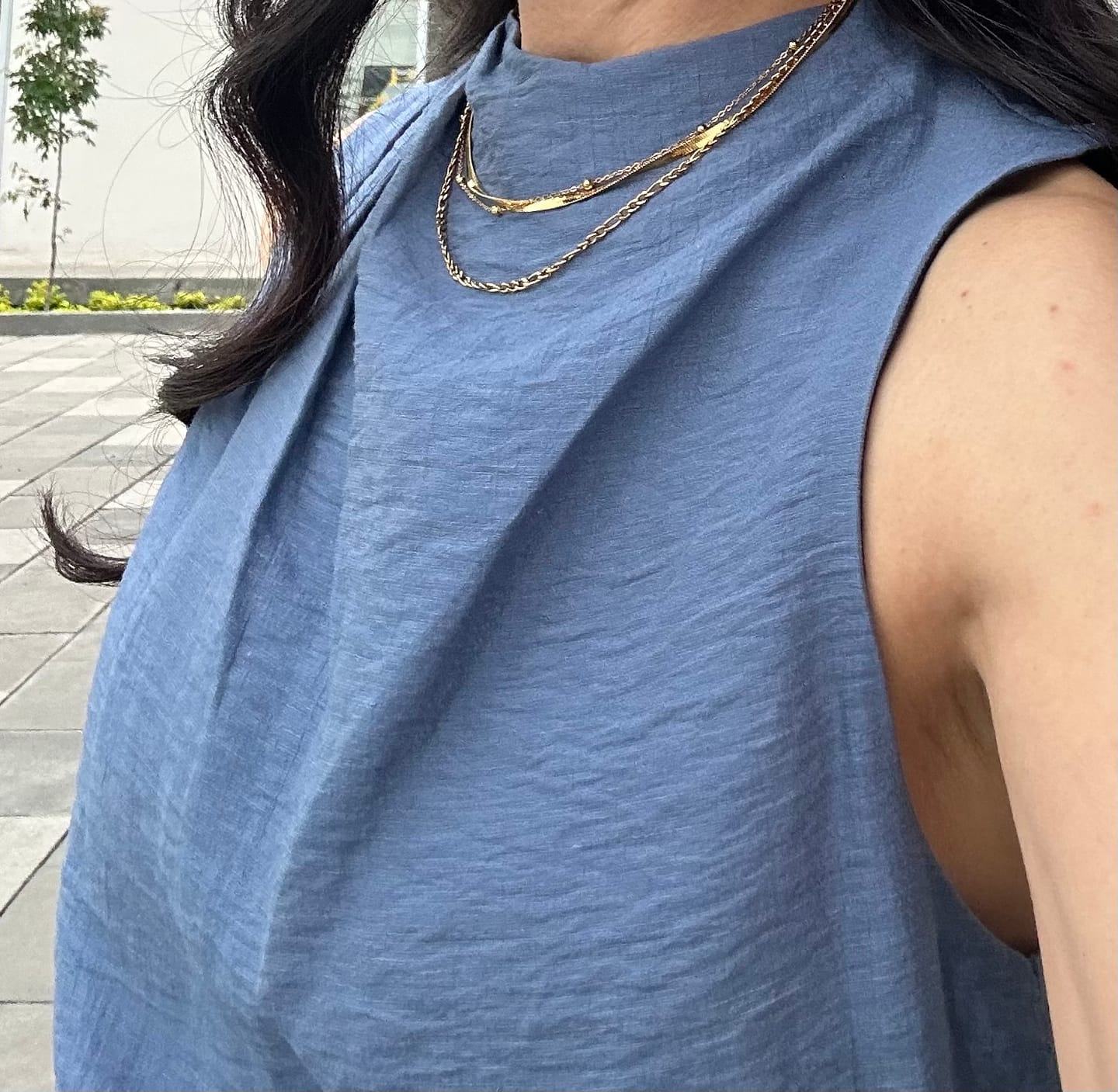 Customer photo review of Collar Triple Cadena Bolitas y Planchada