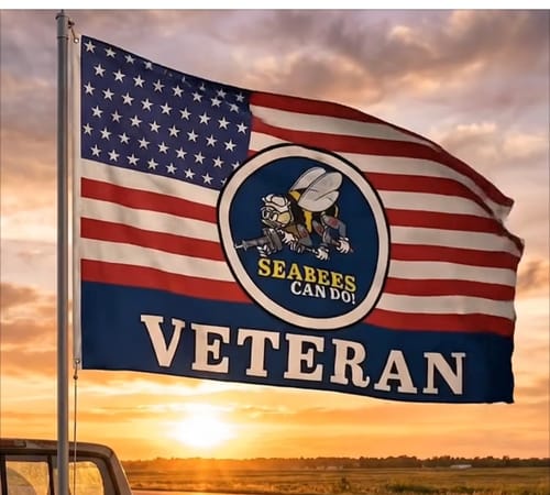 Customer photo review of Seabees Can Do Veteran Flag