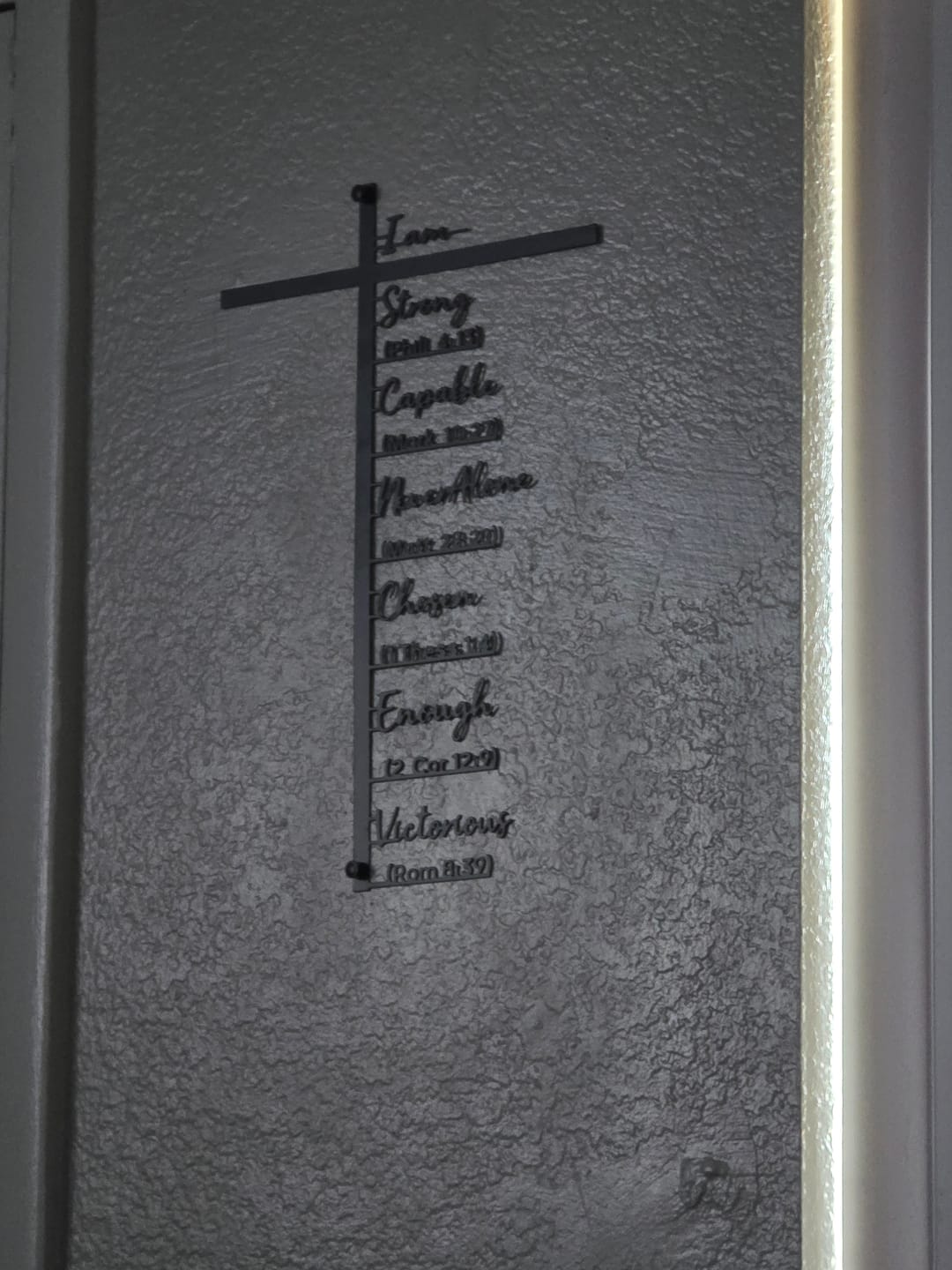 Customer photo review of Christianartworkshop Biblical Verse Cross Metal Wall Decor: Daily Faith Reminder