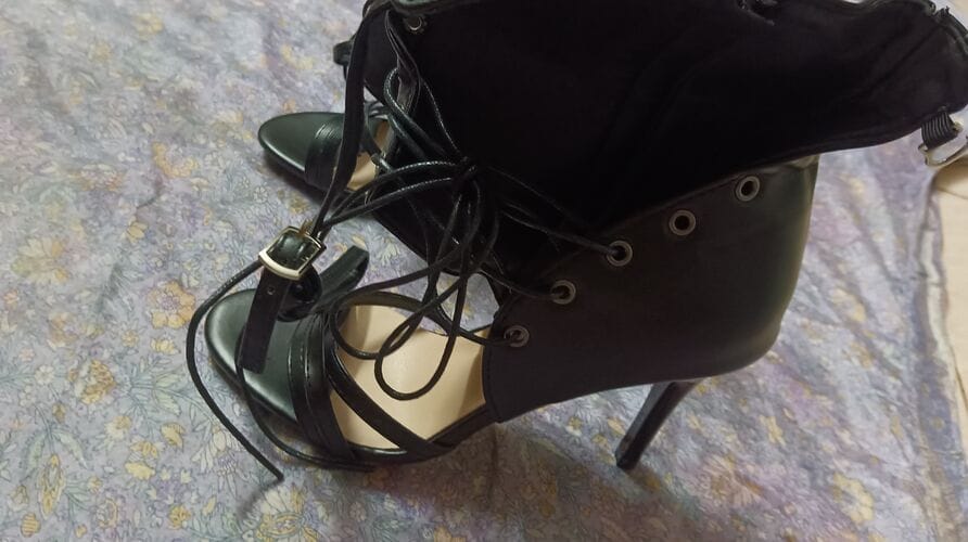 Customer photo review of Genelia Lace Boot Heels
