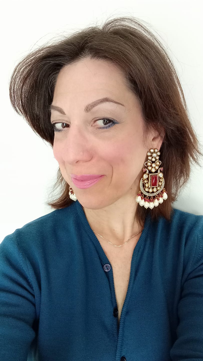 Customer photo review of Antique finish AD and kundan peacock design rectangular stones long earrings with pearl drops