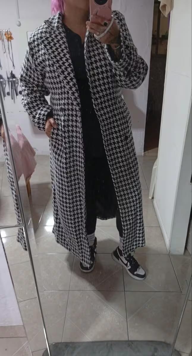 Customer photo review of Stella Houndstooth Trench Coat