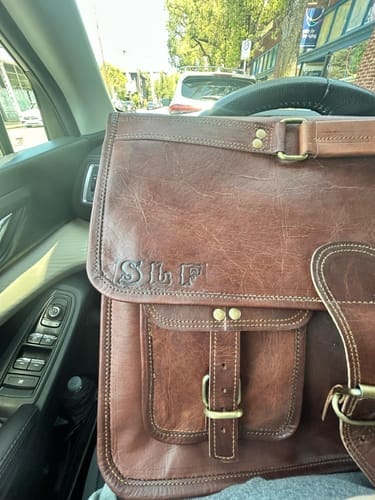 Customer photo review of Top Grain Leather Briefcase Bag