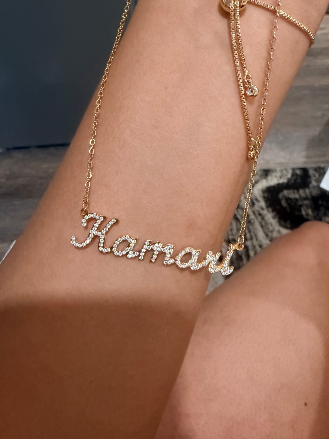 Customer photo review of Iced Name Necklace