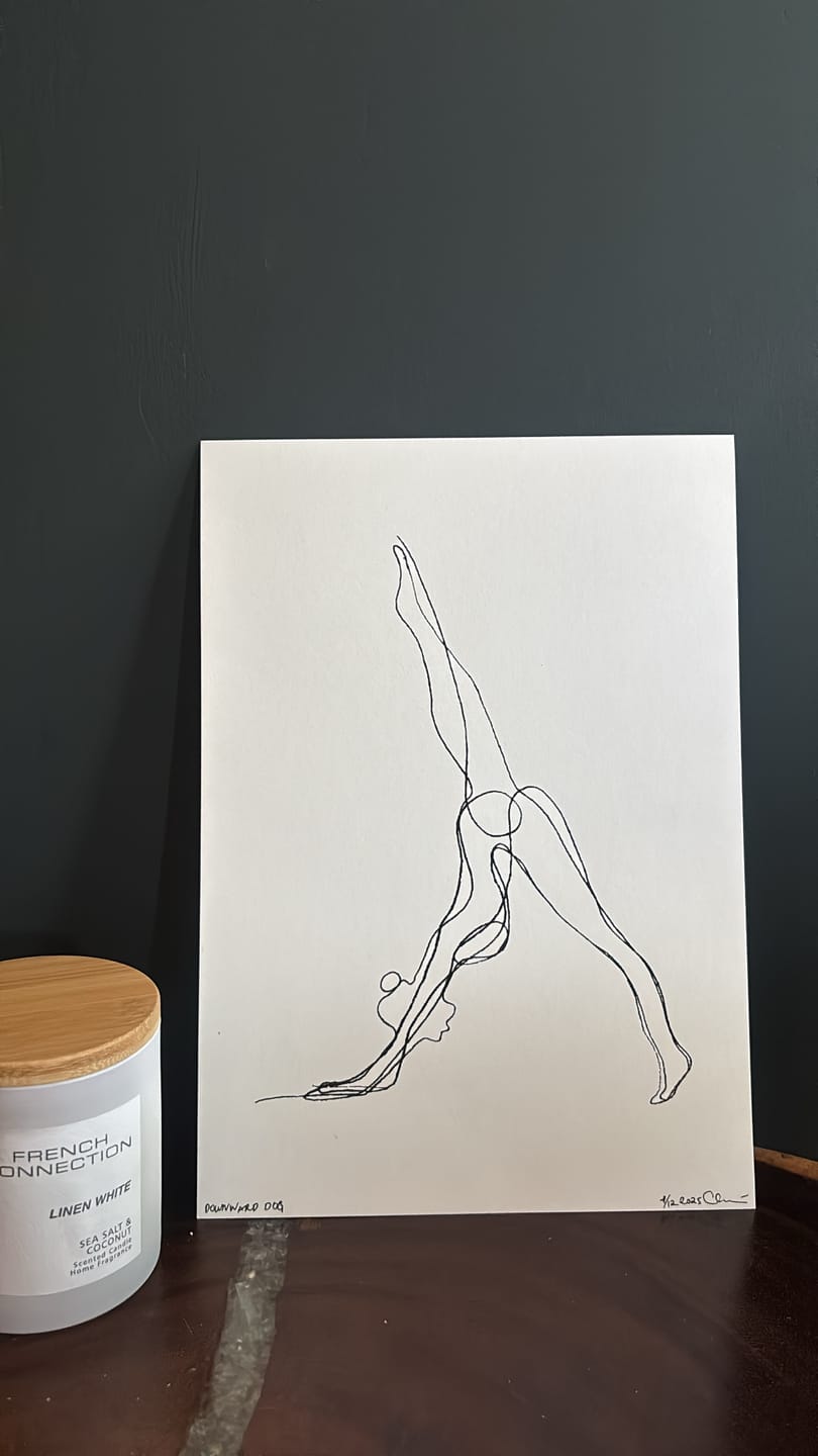 Customer photo review of Three Legged Downward Dog Print (Creme)