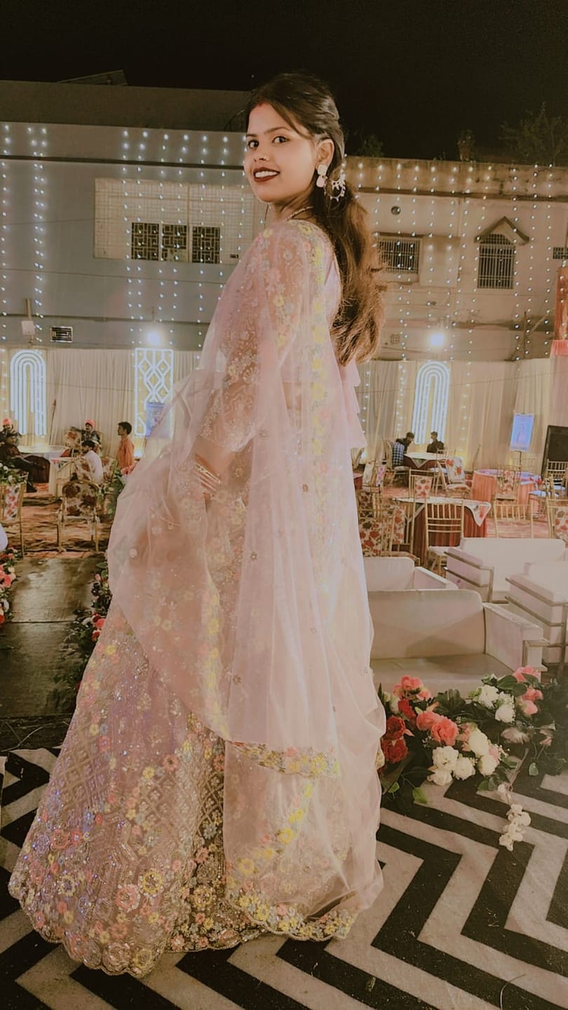 Customer photo review of Beautiful Party-wear Butterfly Net Embroidery Sequence Work Lehenga Choli