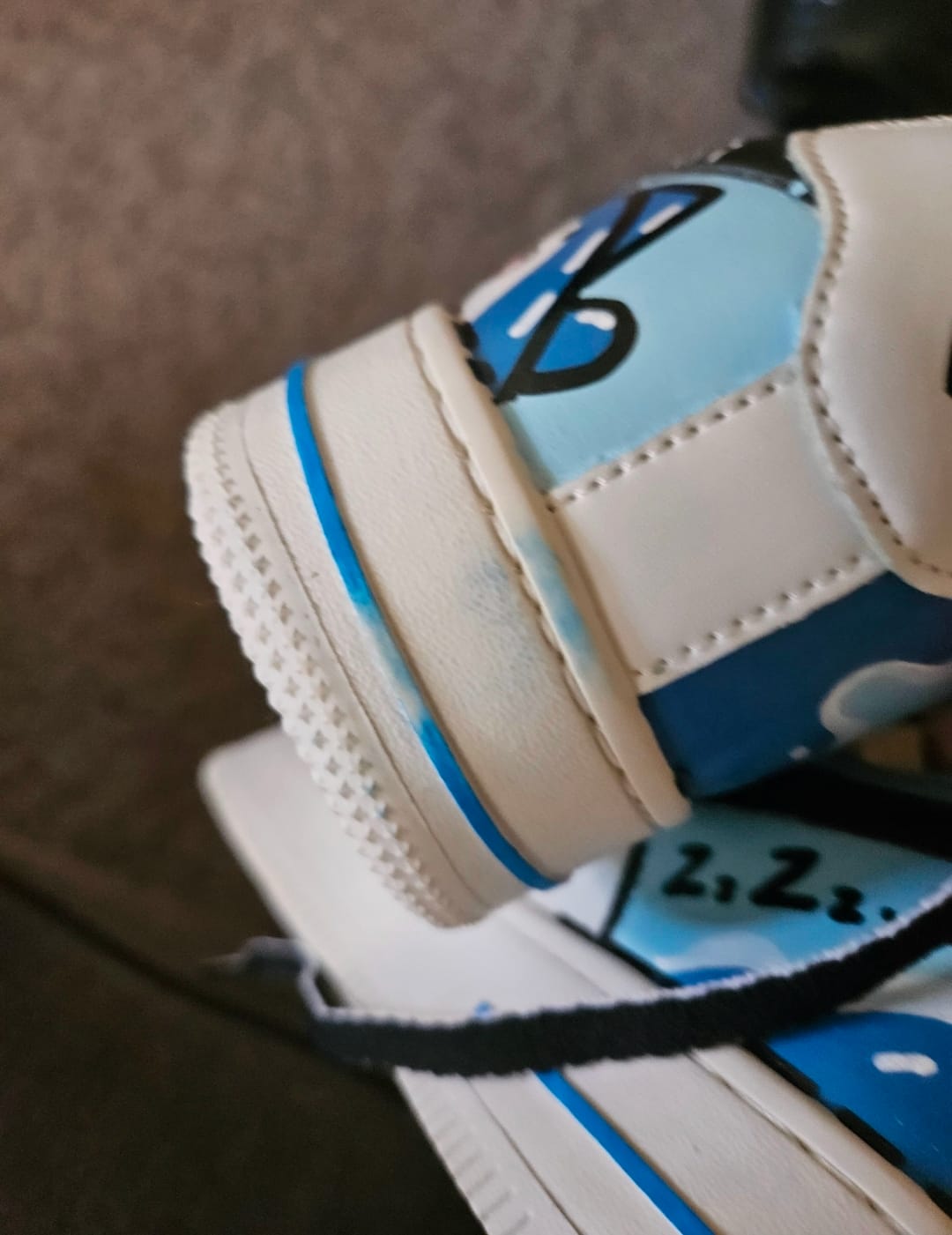 Customer photo review of *CLEARANCE* Hand Painted Bruce the Shark Casual White Shoes - Unisex