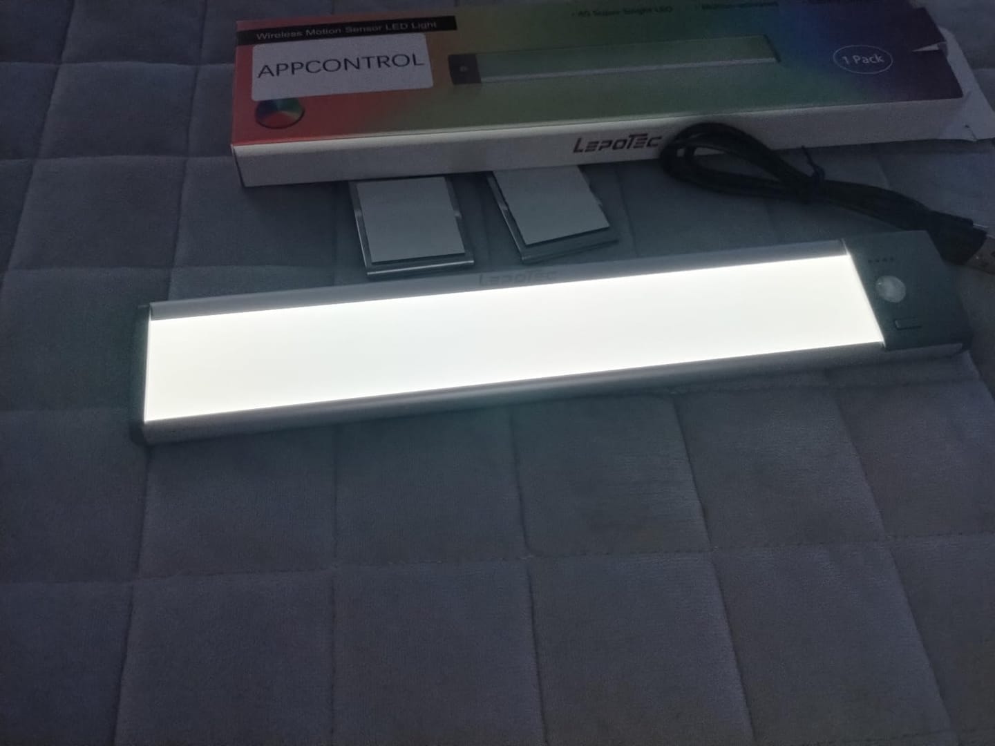 Customer photo review of RGB Under Cabinet Lighting-USB Rechargeable Adjust Brightness Color Light-Wireless Magnetic Portable Under Cabinet Linghts-Motion Sensor Color Changing Light for Party