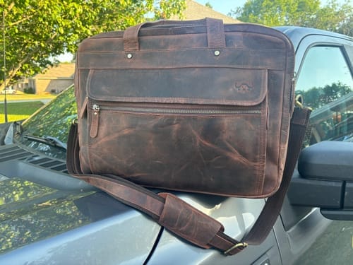 Customer photo review of Crazy Horse Handmade Buffalo Leather Briefcase