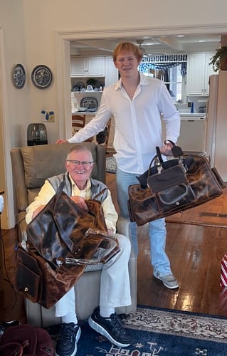 Customer photo review of Retro Buffalo Leather Duffle Bag - Recondite Sepia