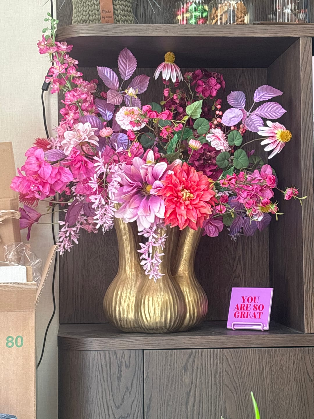 Customer photo review of Zijdenboeket Roze incl toetervaas
