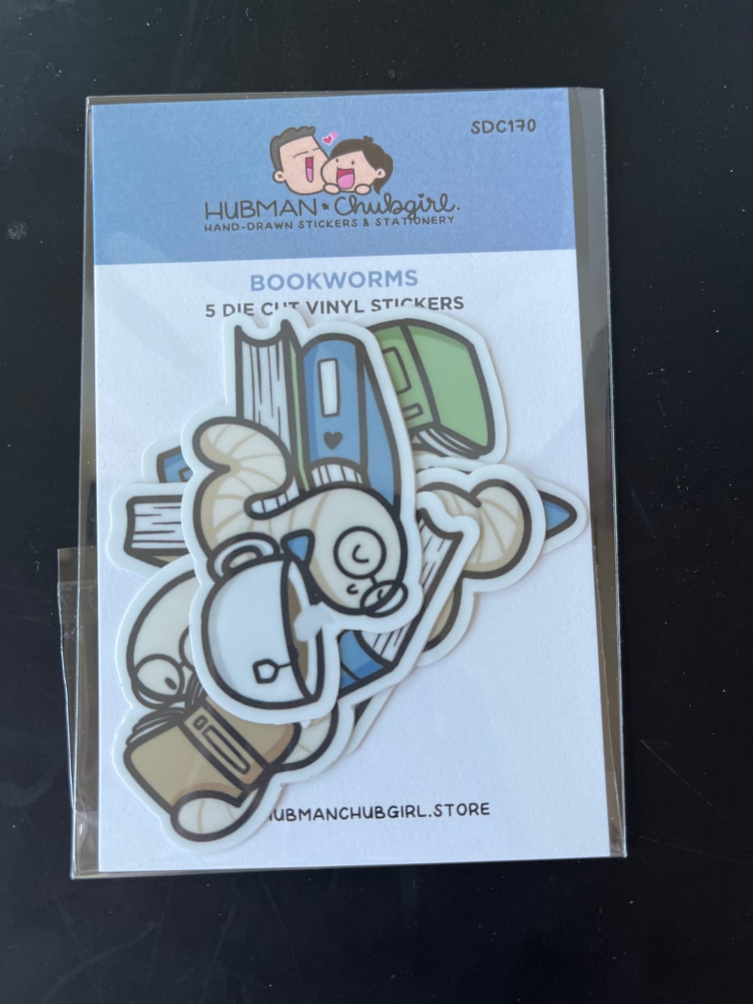 Customer photo review of Cozy Bookworm Die Cut Stickers