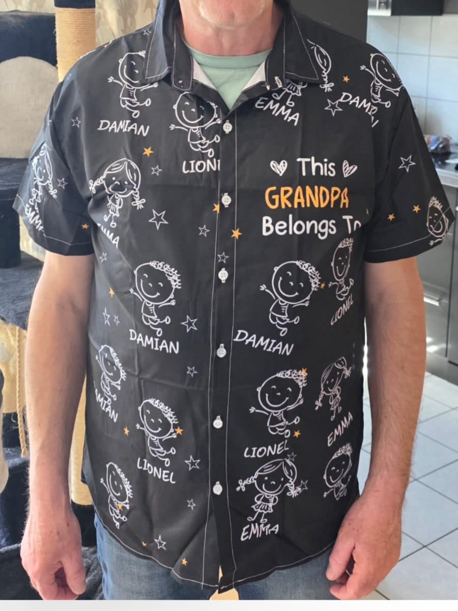 Customer photo review of Personalized Hawaiian Shirt- This Grandpa Belongs To Doodle