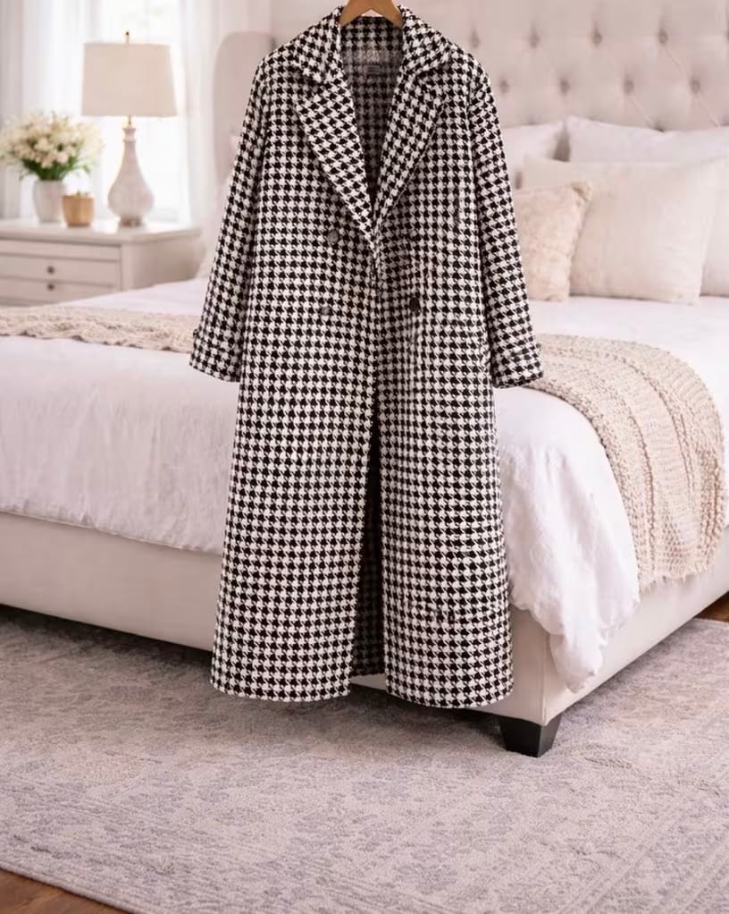 Customer photo review of Stella Houndstooth Trench Coat