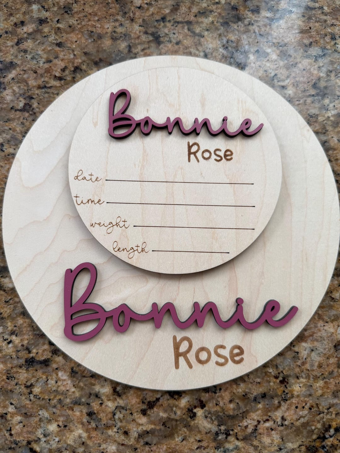Customer photo review of Baby Name Announcement Sign with Stats