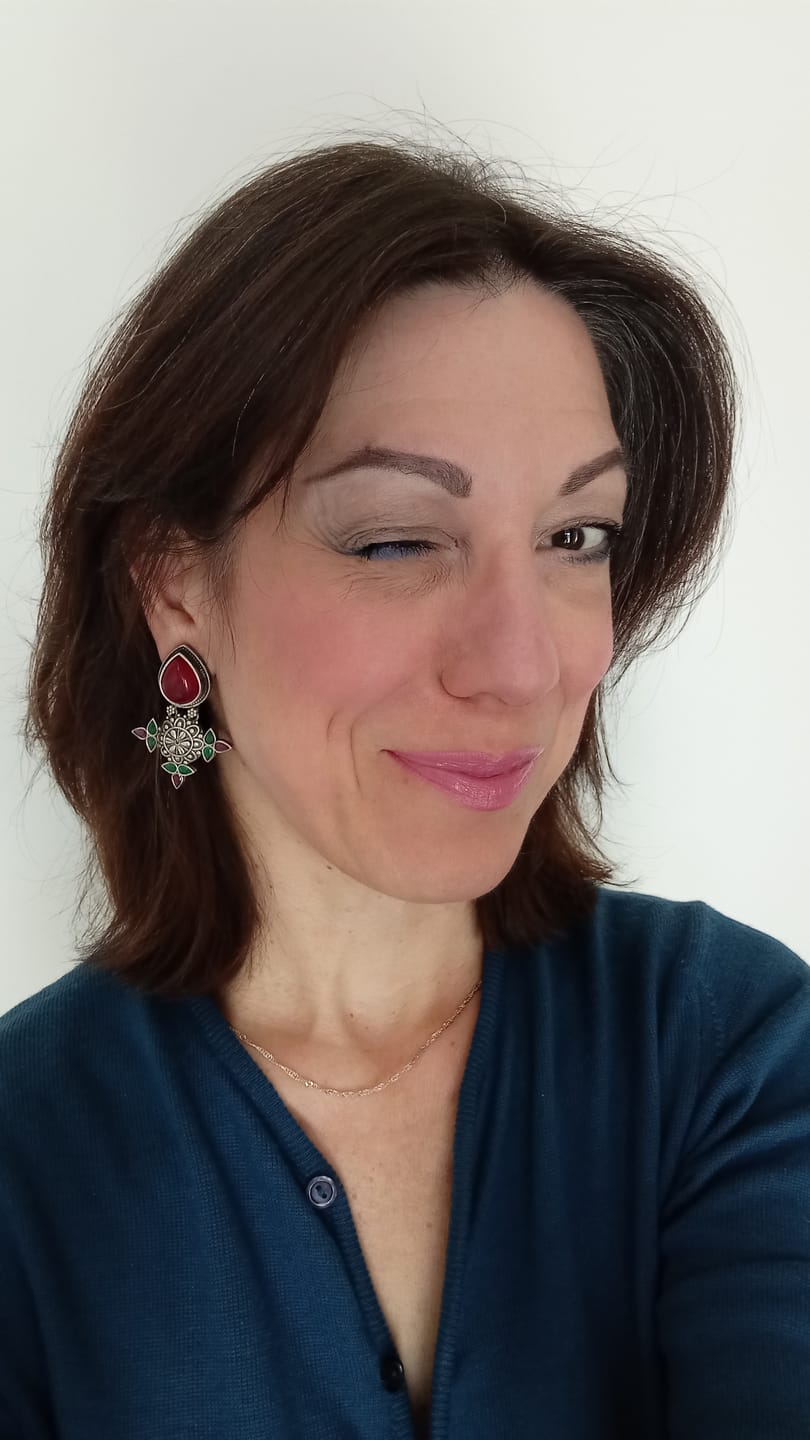 Customer photo review of Leaf shaped stone oxidised silver finish earrings