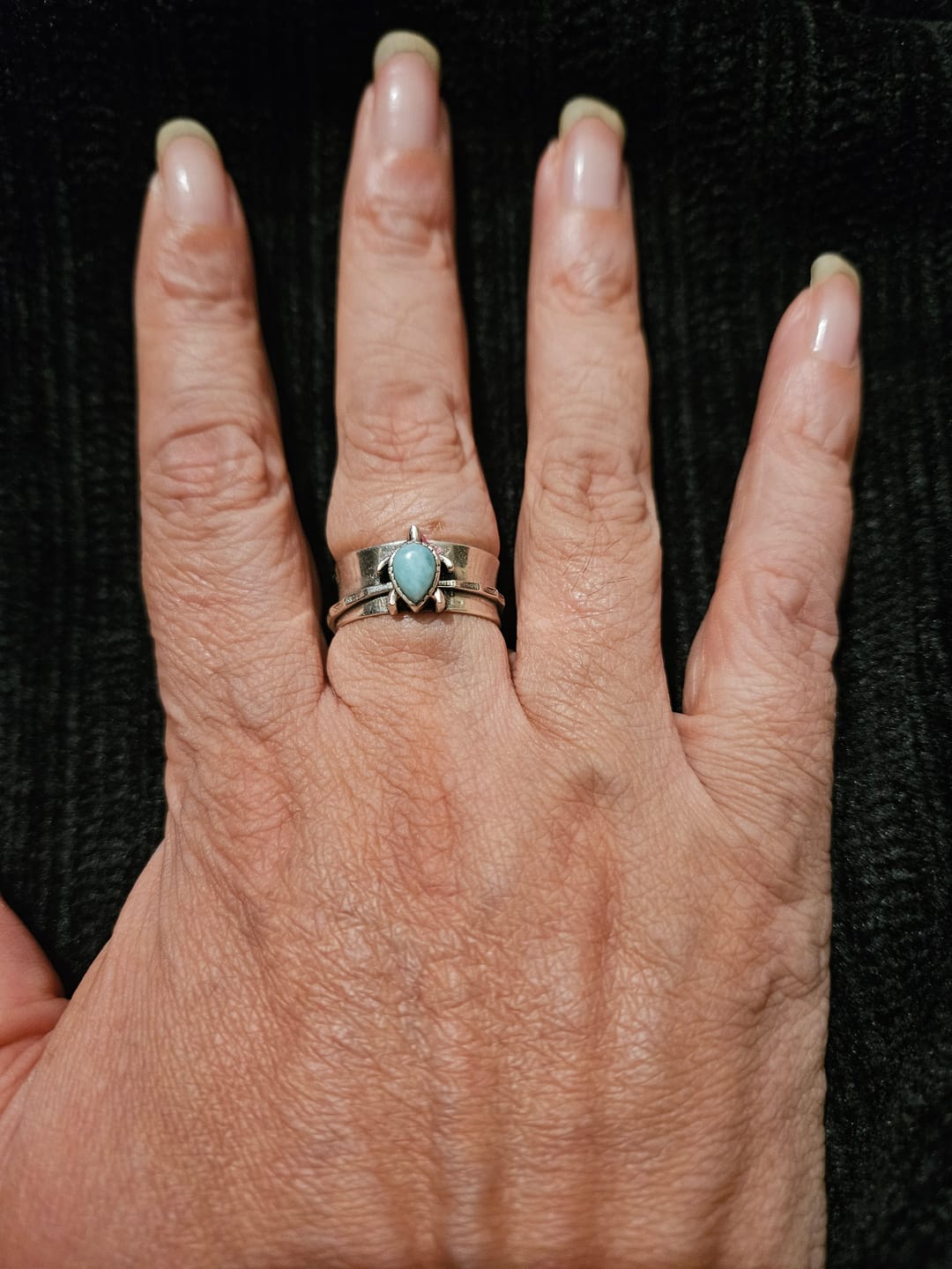 Customer photo review of Turtle Larimar Fidget Ring