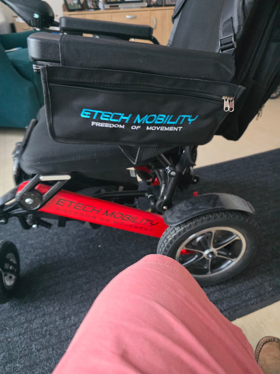 Customer photo review of Armrest Storage Bag for Wheelchairs & Mobility Scooter