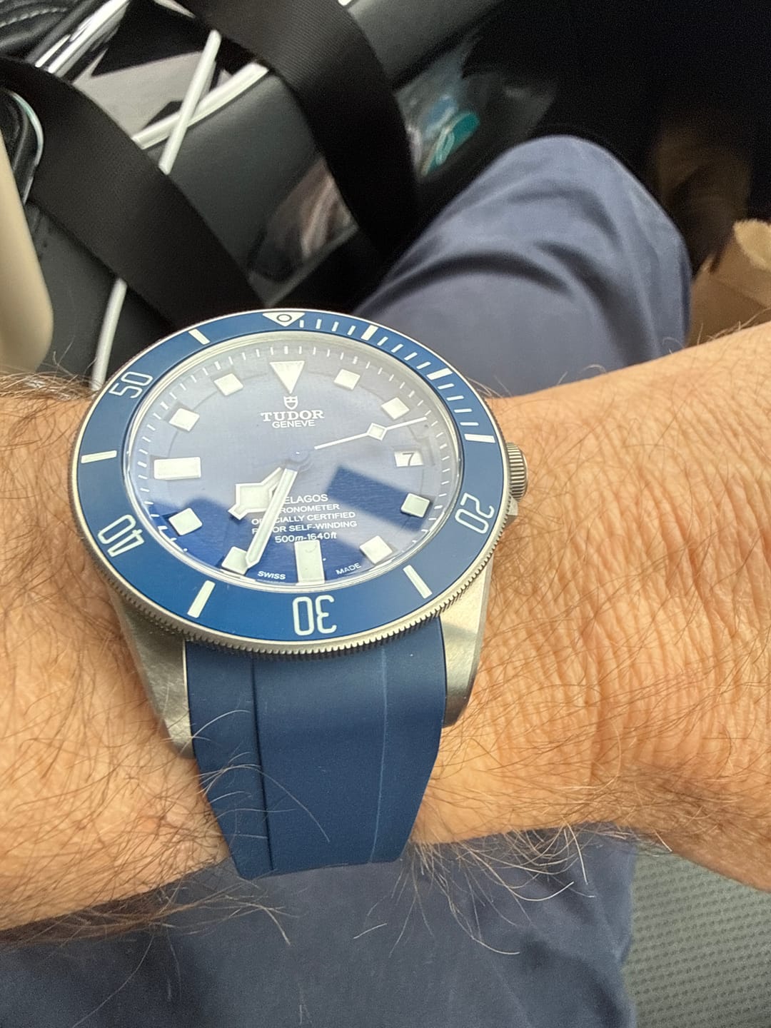Customer photo review of Integrated Rubber Strap For Tudor Pelagos - Blue