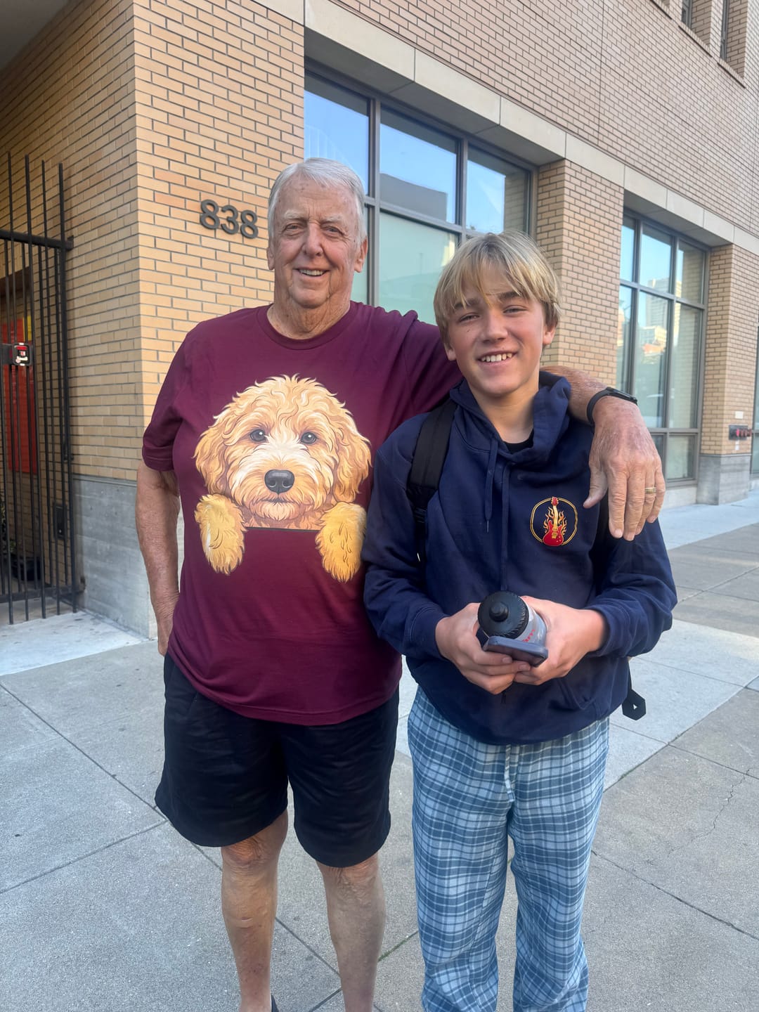 Customer photo review of Peeking Golden Goldendoodle T-Shirt