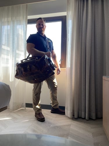 Customer photo review of Retro Buffalo Leather Duffle Bag - Recondite Sepia