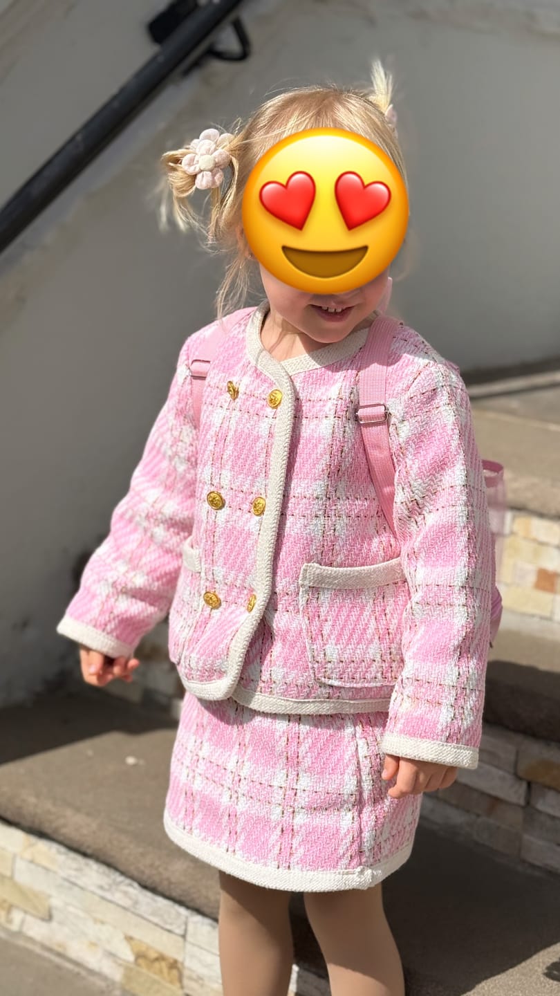 Customer photo review of Blush Tweed Belle Set