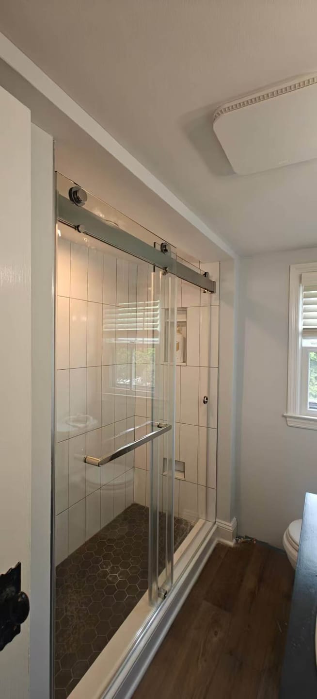 Customer photo review of Soft-Closing Double Sliding Frameless Shower Door with One Finger Pull - DS13H