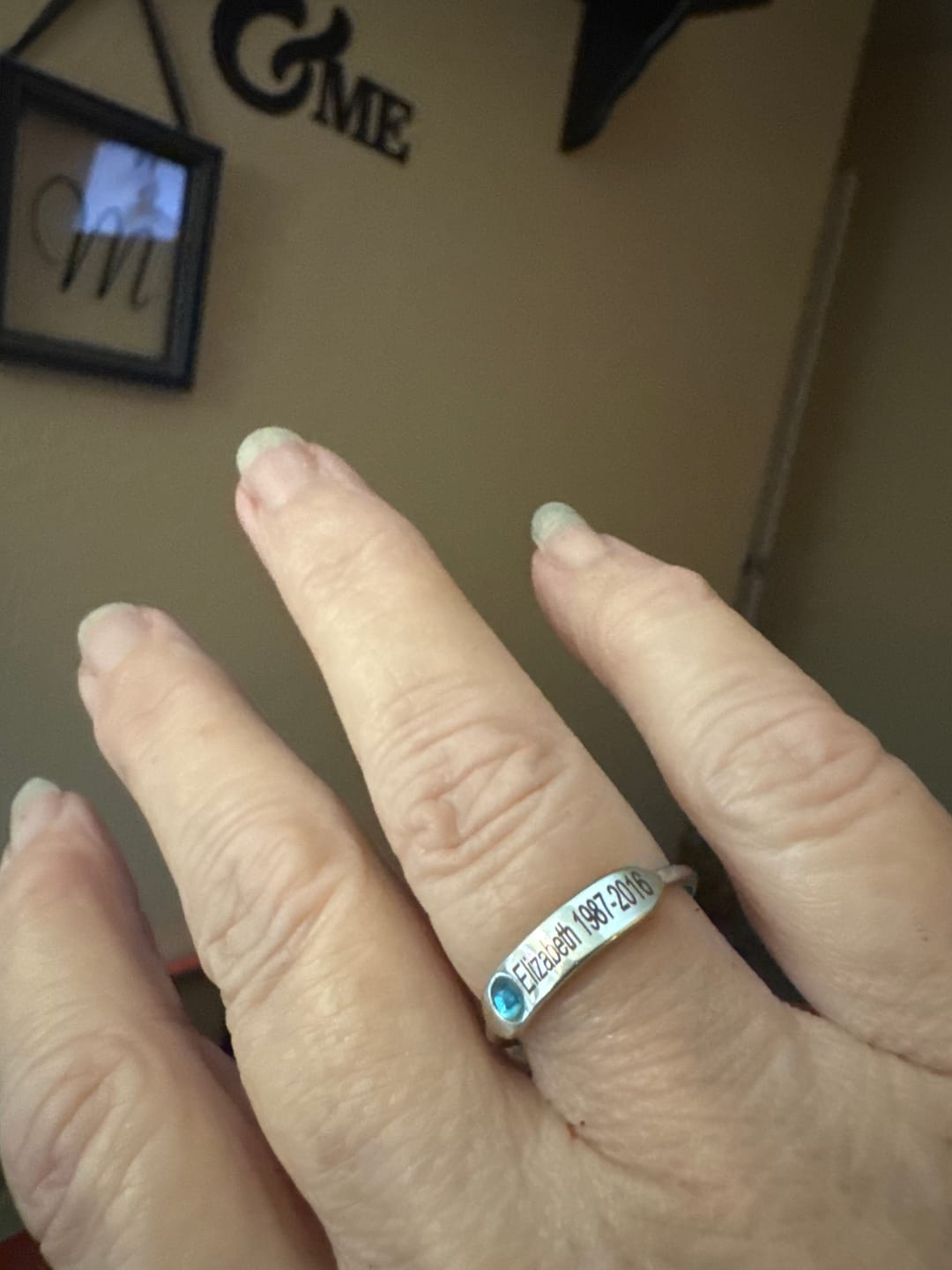 Customer photo review of For Memorial - Personalized Birthstone Name Memorial Ring