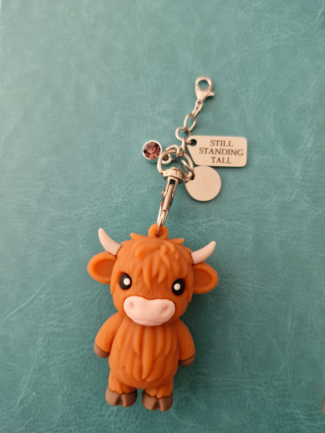 Customer photo review of 🐮A Little Highland Cow For You Keychain: Your Daily Reminder of Quiet Strength