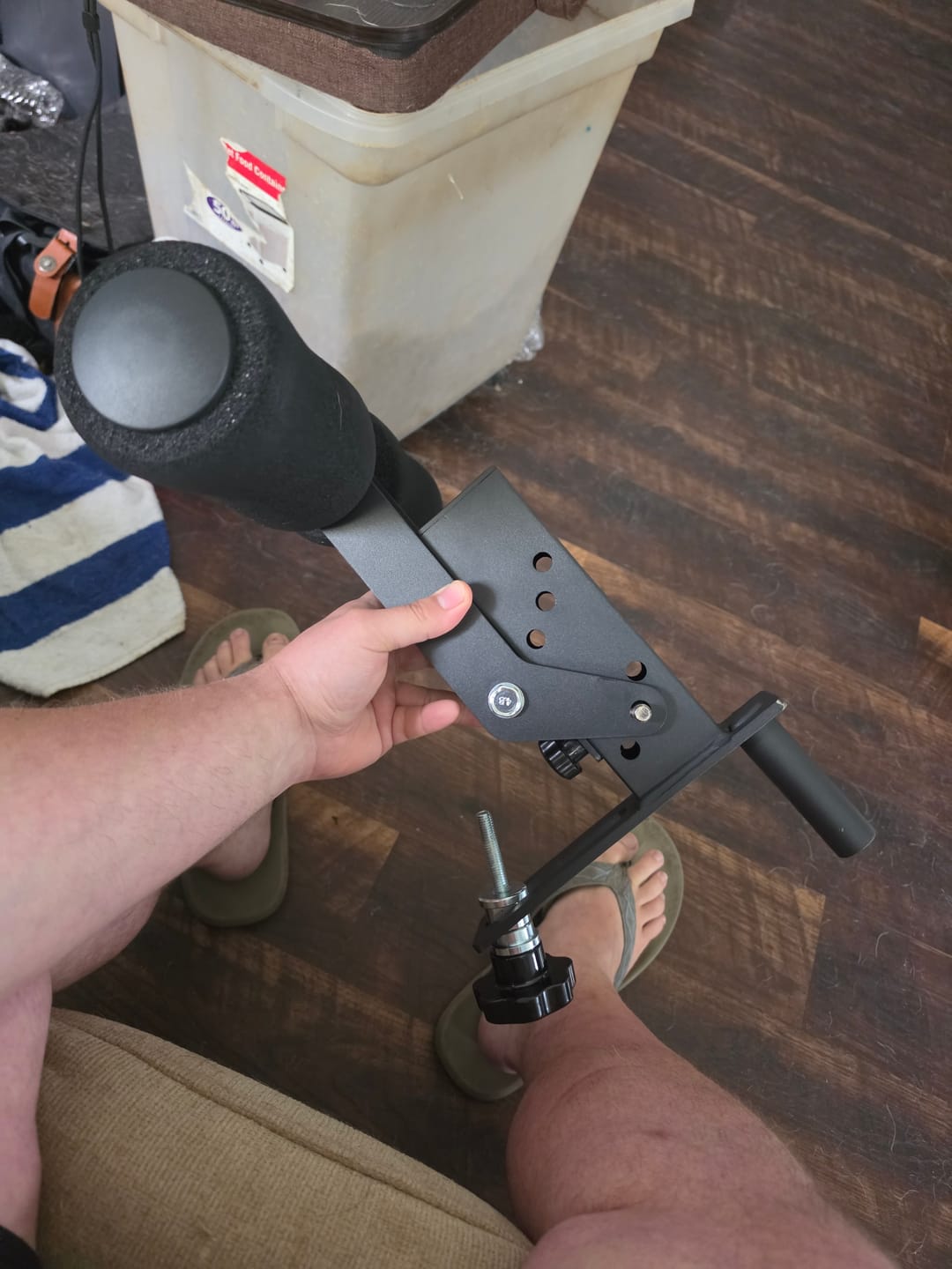 Customer photo review of Rack-Mounted Leg Hold-Down Attachment