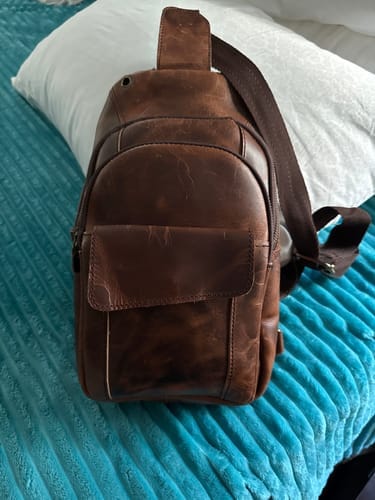 Customer photo review of Crazy Horse Leather Chest Sling Bag