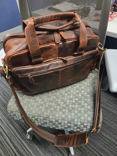 Customer photo review of Vintage Buffalo Business Briefcase Bag