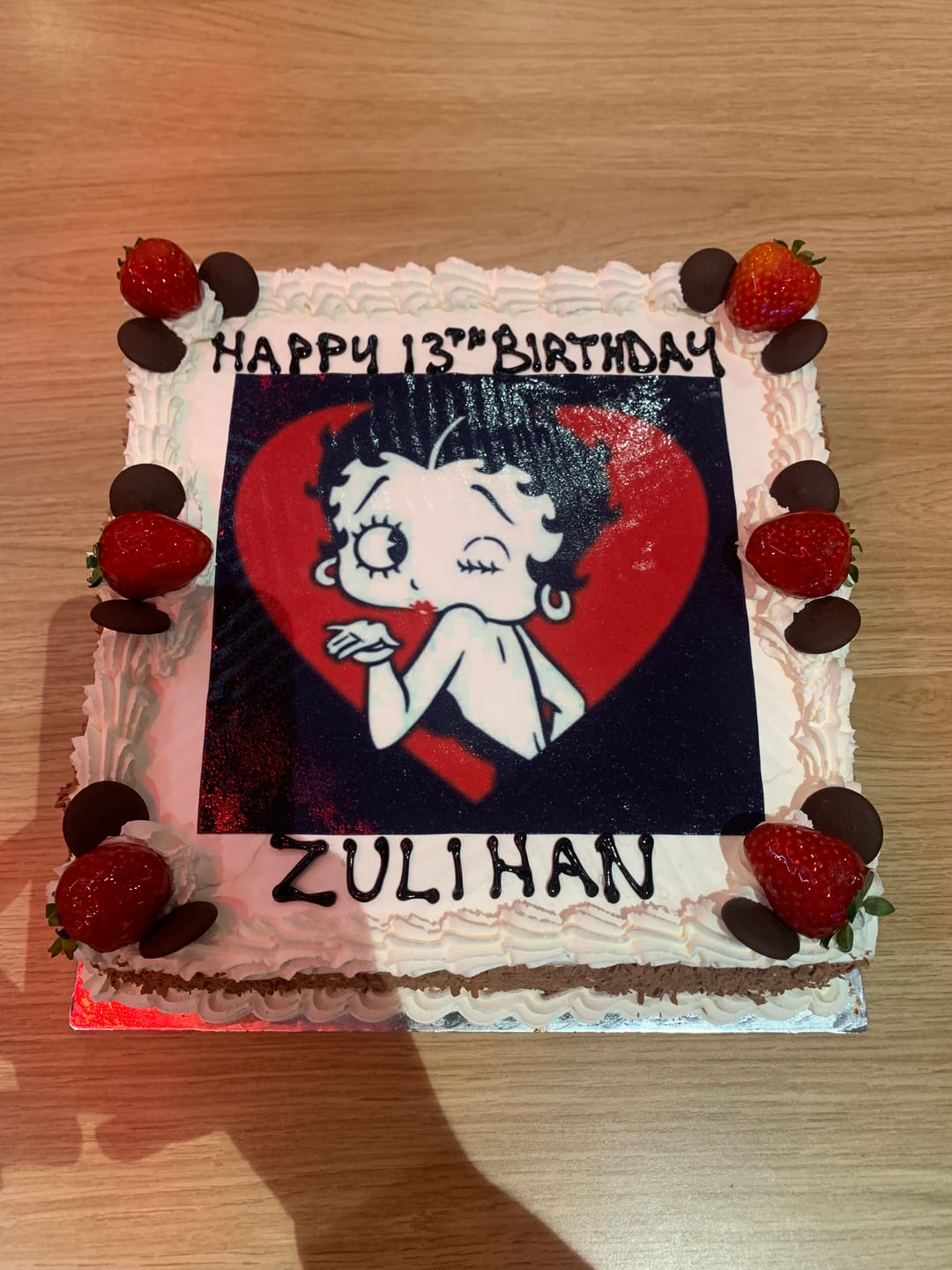 Customer photo review of 19 cm x 19 cm Square Pre-cut Custom Edible Icing Image